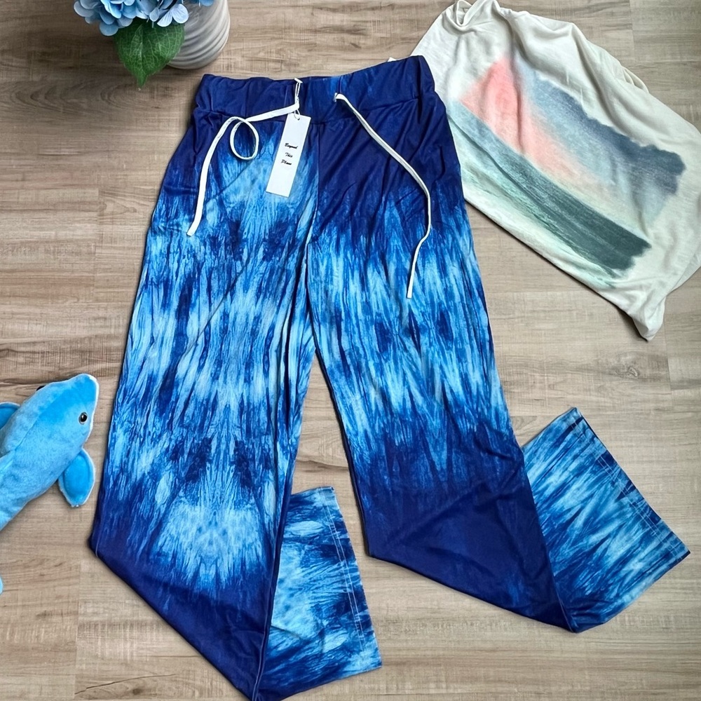 Beyond This Plane | Blue Tie-Dye Drawstring Lounge Pants